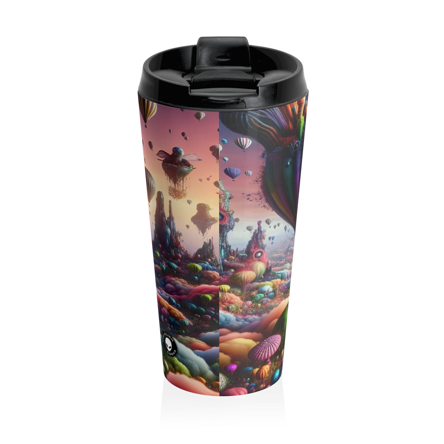 "Whimsical Sky: A Surreal Balloon Adventure" - The Alien Stainless Steel Travel Mug