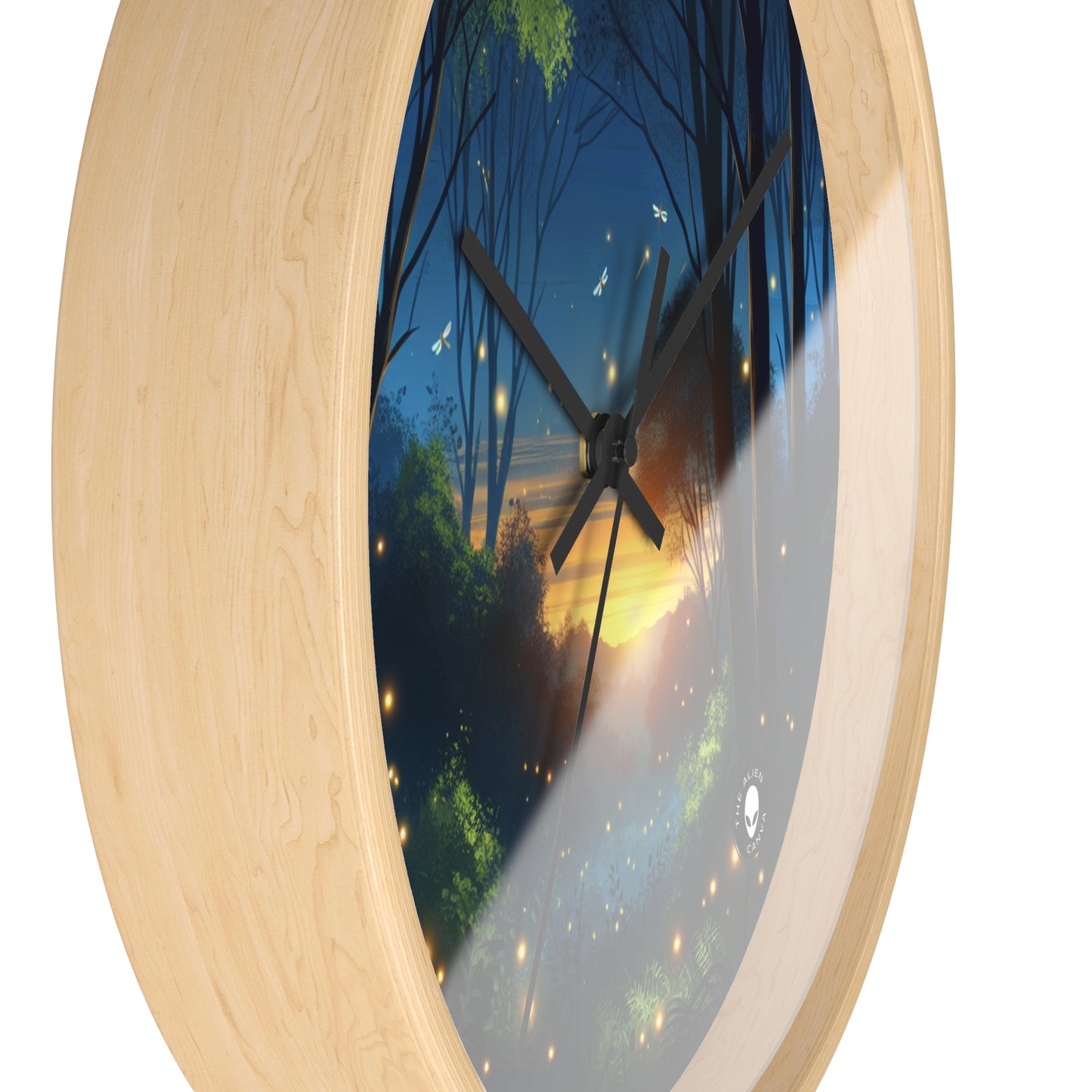 "Enchanted Dusk: Fireflies in the Forest" - The Alien Wall Clock