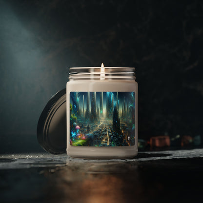 "Neon Oasis: A Futuristic Urban Wonderland" - The Alien Scented Soy Candle 9oz