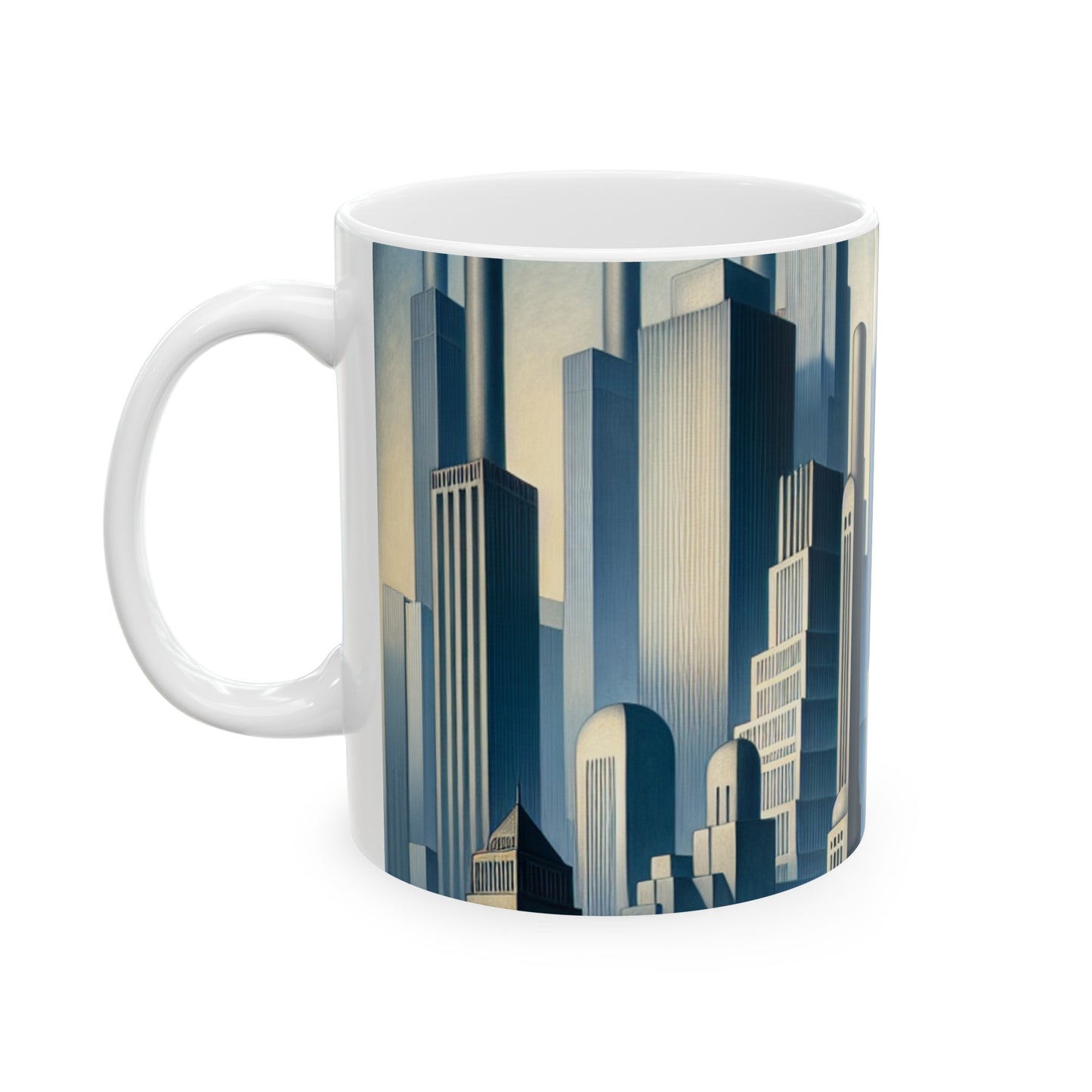 "Modern Metropolis: A Precisionism Perspective" - The Alien Ceramic Mug 11oz Precisionism