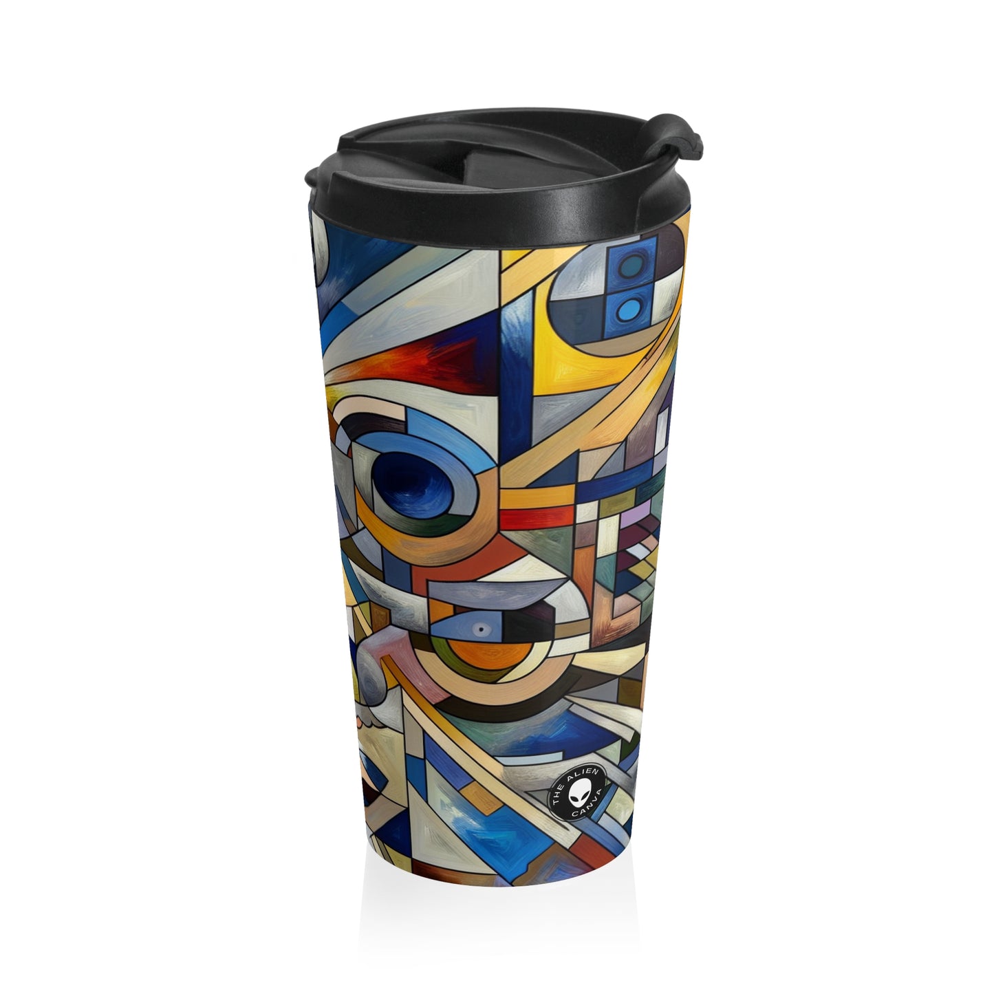 "Urban Fragmentation: An Analytical Cubist Cityscape" - The Alien Stainless Steel Travel Mug Analytical Cubism
