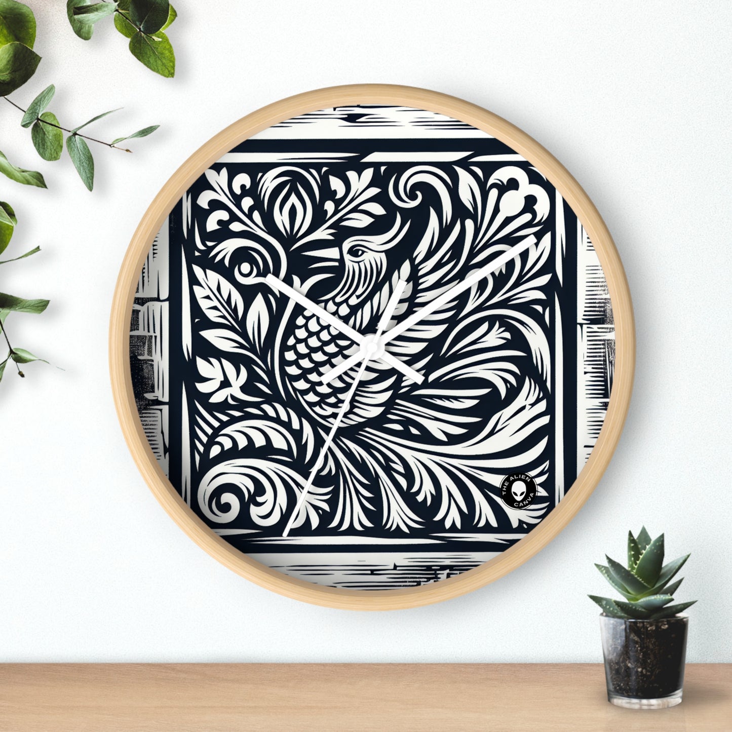 "Elements in Unison: A Woodcut Exploration" - The Alien Wall Clock Woodcut Printing