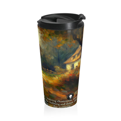 "Sunset Serenity: Impressionist Garden Painting" - The Alien Tasse de voyage en acier inoxydable Impressionnisme