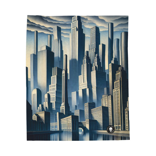 "Modern Metropolis: A Precisionism Perspective" - The Alien Velveteen Plush Blanket Precisionism