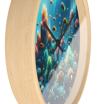 "Neon Reef: una sinfonía surrealista submarina" - El reloj de pared alienígena