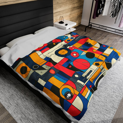 "Harmony in Nature: Geometric Abstraction" - The Alien Velveteen Plush Blanket Geometric Abstraction