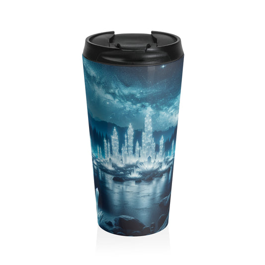 "Crystal Grove: Starlit Reflections" - The Alien Stainless Steel Travel Mug