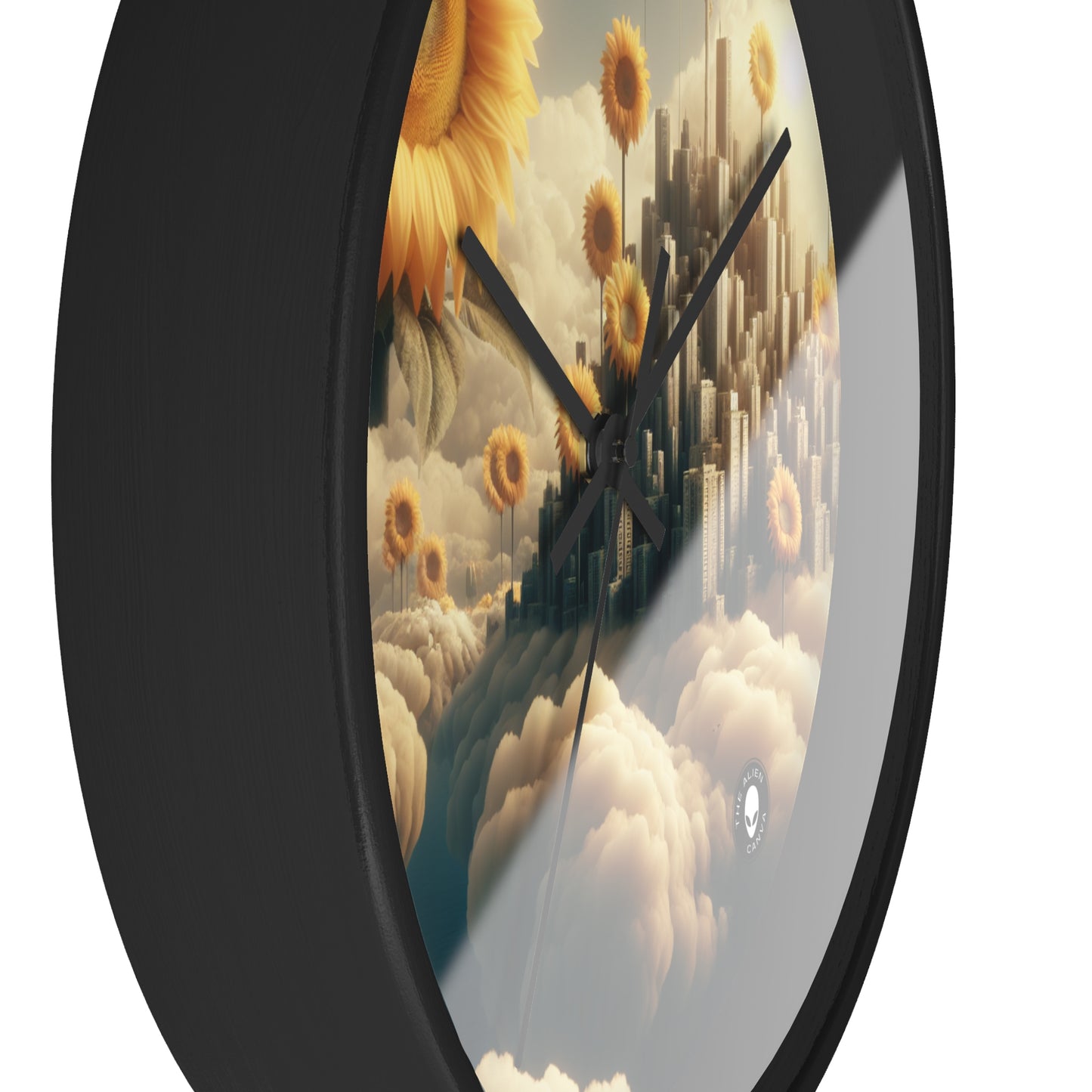 "Ethereal Sky: The City of Clouds and Sunflowers" - The Alien Wall Clock