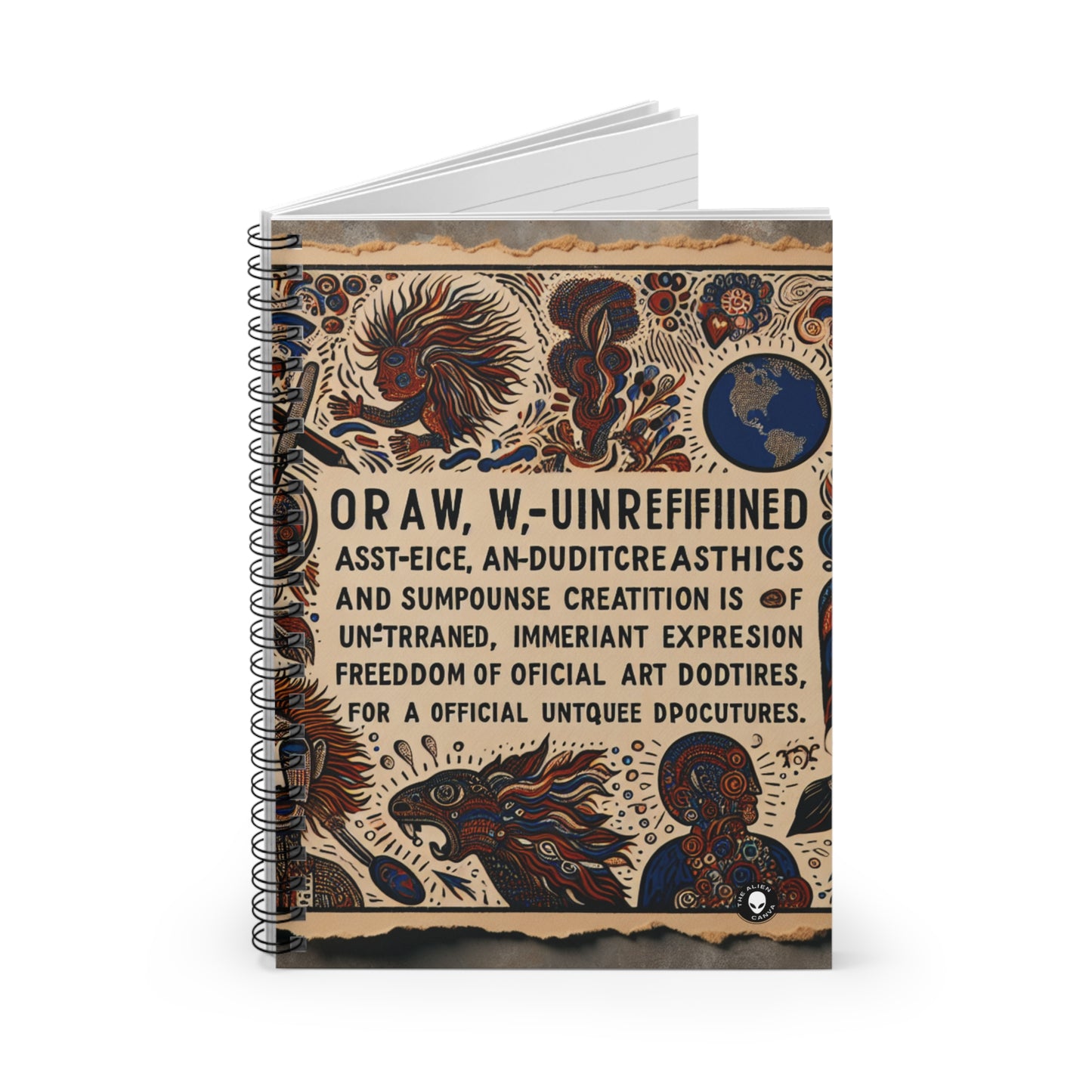 "Visiones del más allá: un paisaje onírico surrealista" - El cuaderno de espiral alienígena (línea reglada) Arte outsider