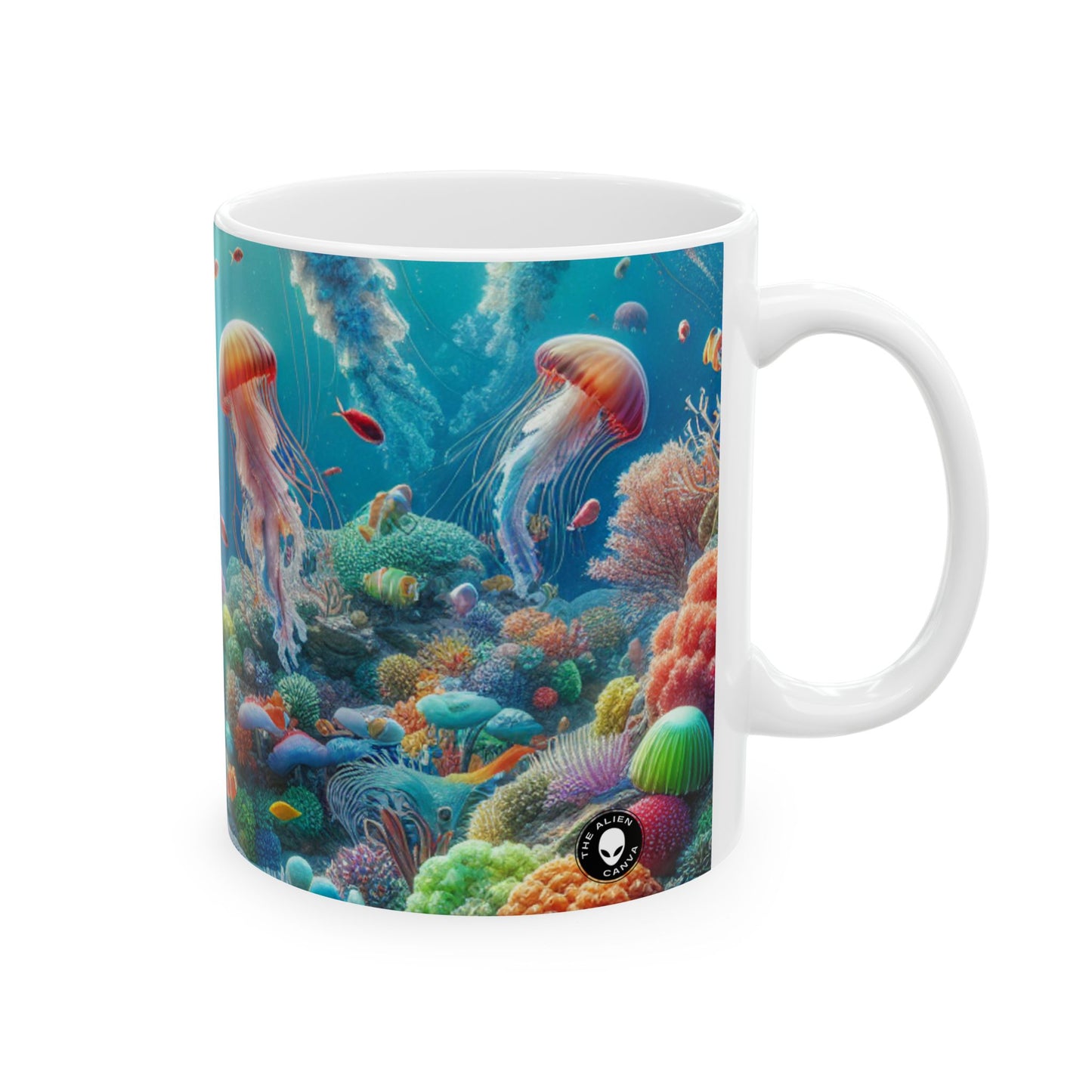 Taza de cerámica de 11 oz "Fantasía de medusas" - El extraterrestre