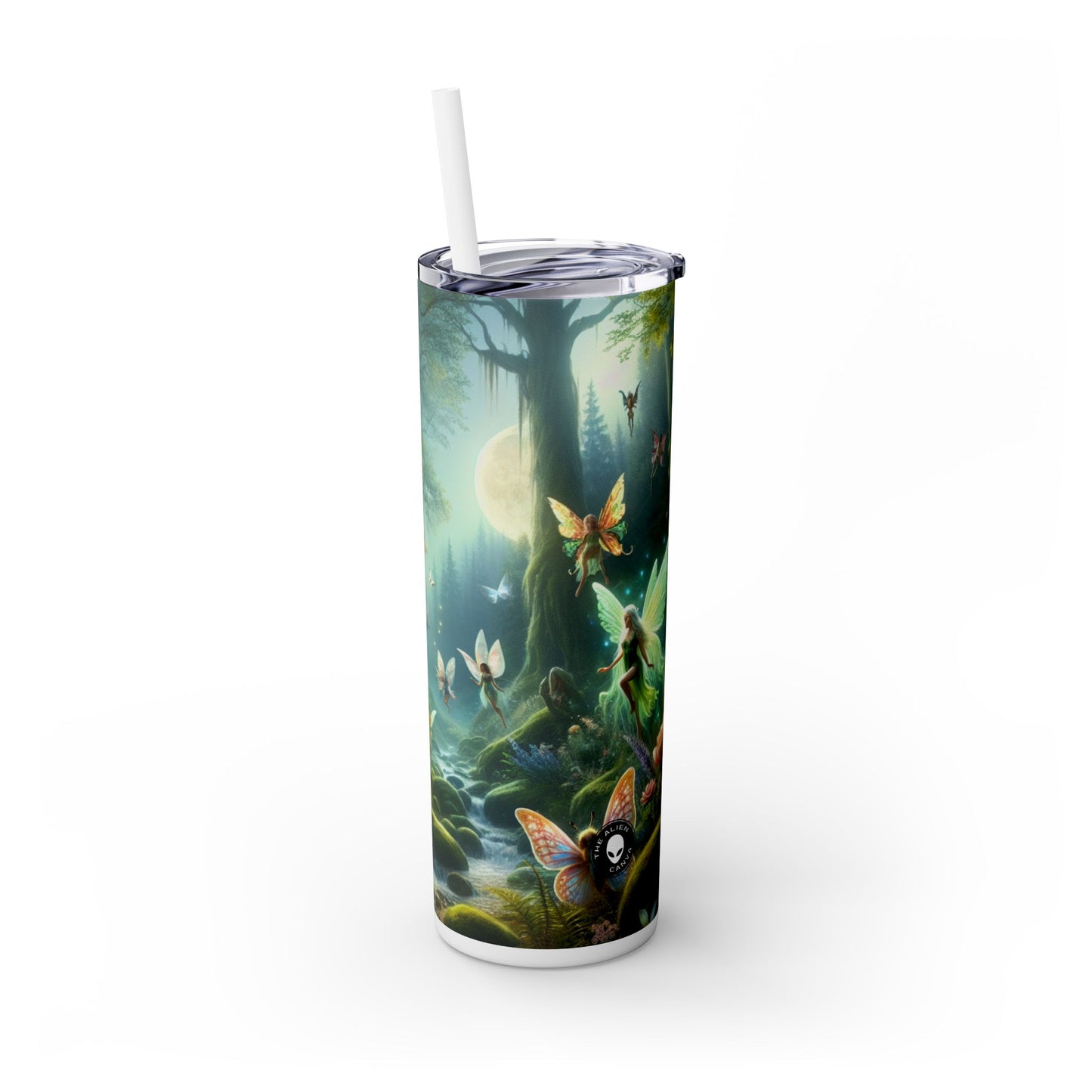 "Enchanted Moonlit Forest" - The Alien Maars® Skinny Tumbler with Straw 20oz