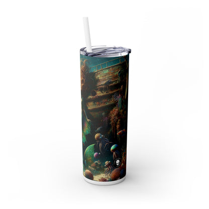 "El tesoro de la sirena: explorando el naufragio hundido" - Vaso delgado con pajita de 20 oz de Alien Maars®