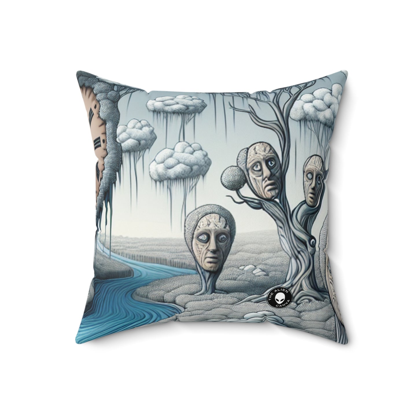 "Fantasy Wonderland: Where Time Bends and Trees Talk"- The Alien Spun Polyester Square Pillow