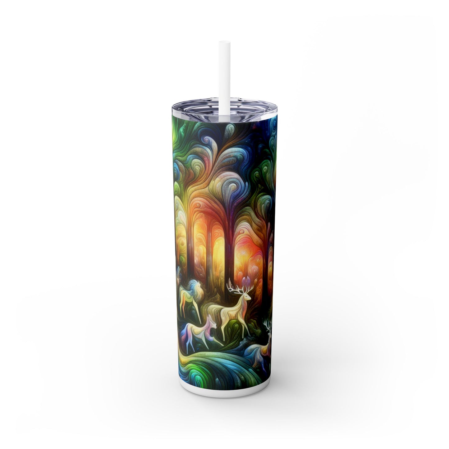 "Ethereal Enchantment: The Mystical Forest" - The Alien Maars® Skinny Tumbler with Straw 20oz