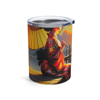 "Reflejos dorados" - El vaso alienígena de 10 oz estilo impresionista