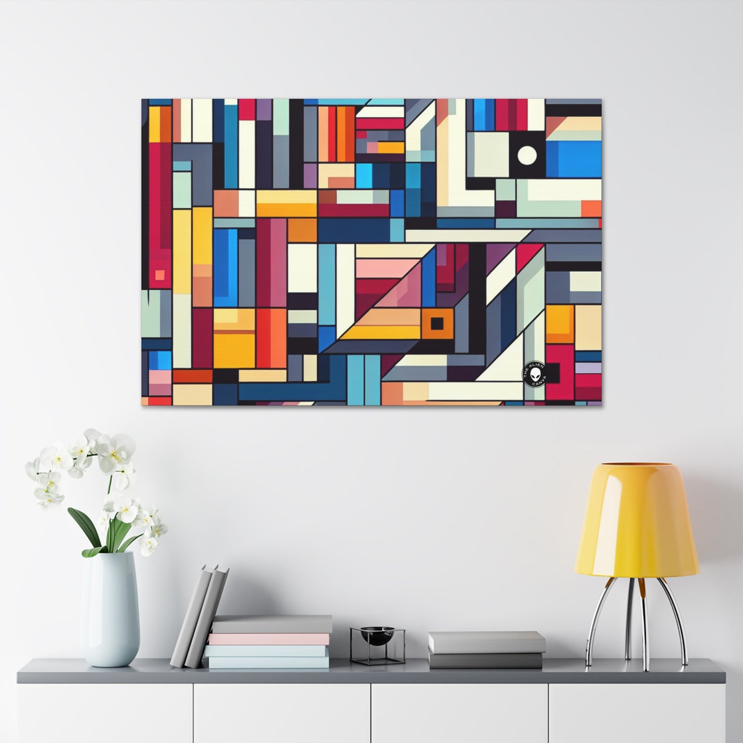 "Futuristic Cityscape: A Geometric Perception" - The Alien Canva Hard-edge Painting