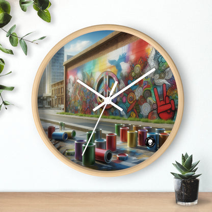 "Galactic Graffiti: A Cosmic Street Art Mural" - The Alien Wall Clock Street Art