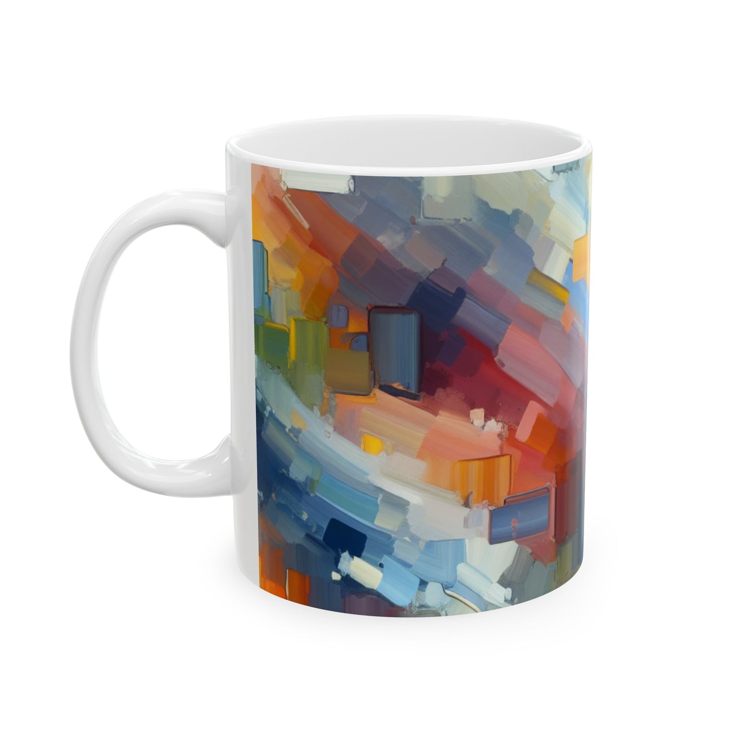 "Coucher de soleil tranquille : une peinture de champ de couleur pastel doux" - La tasse en céramique Alien 11oz Peinture de champ de couleur