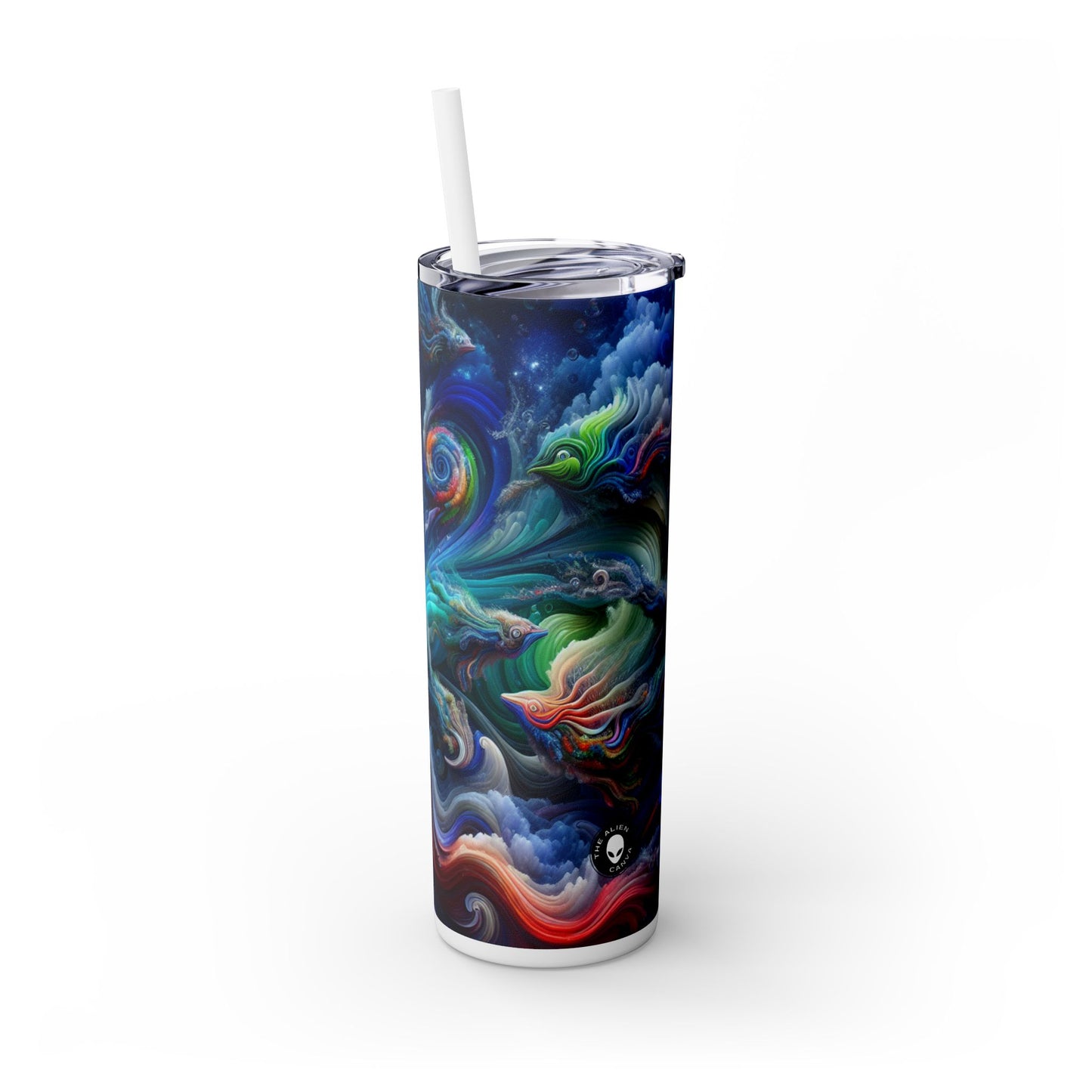 "País de las maravillas submarinas psicodélico": vaso delgado con pajita de 20 oz de Alien Maars®