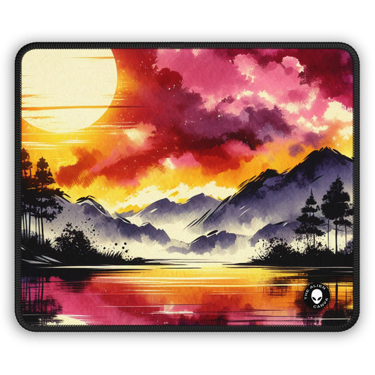 "A Pastel Sunset Symphony" - The Alien Gaming Mouse Pad Ink Wash Painting