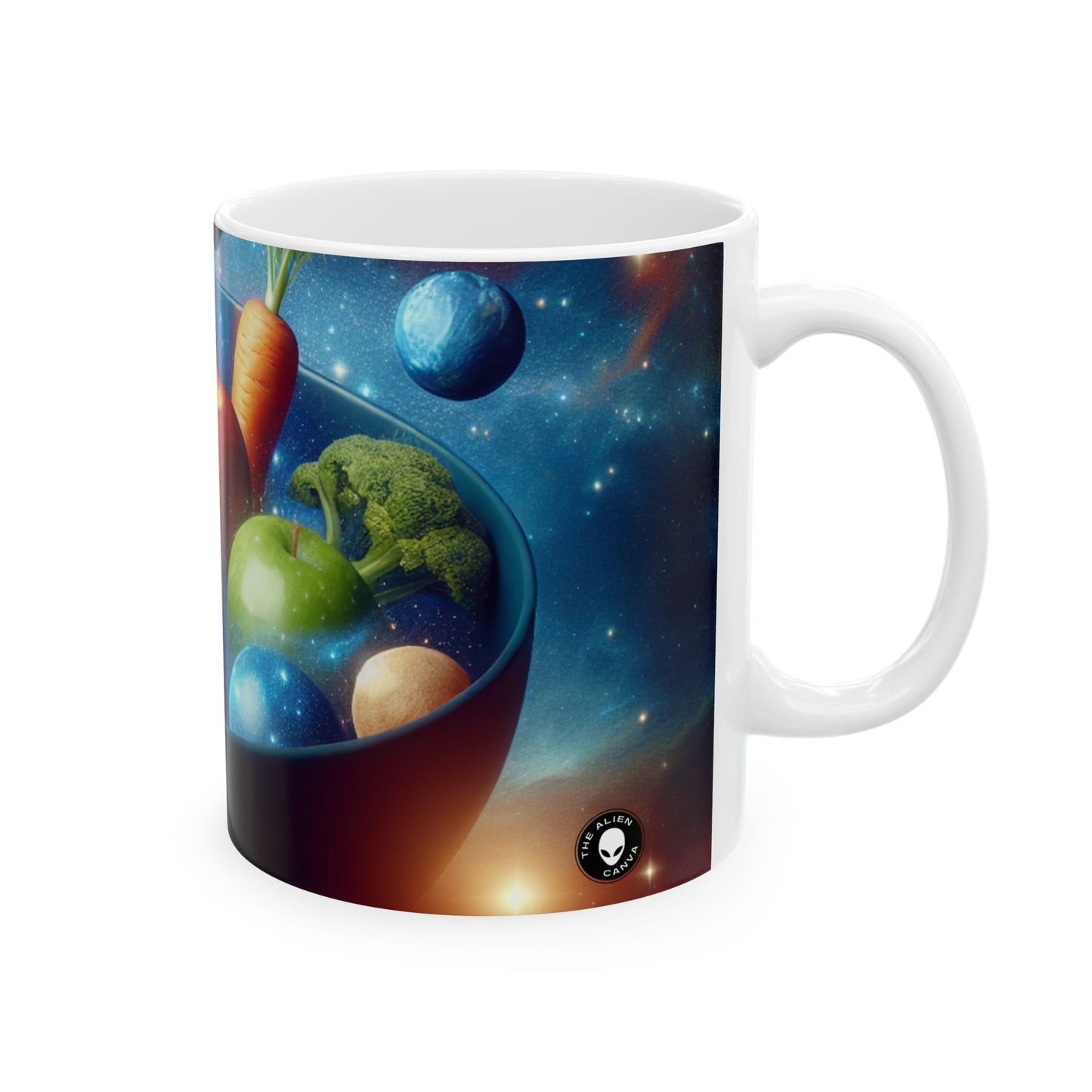 "Ensalada de frutas galáctica" - Taza de cerámica extraterrestre de 11 oz