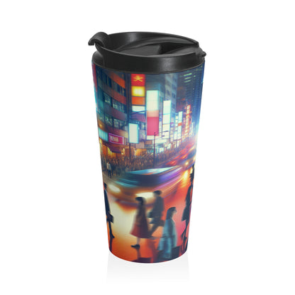 "Neon Night Street" - La tasse de voyage en acier inoxydable Alien