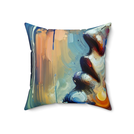 "City Lights: A Neo-Expressionist Ode to Urban Chaos"- The Alien Spun Polyester Square Pillow Neo-Expressionism