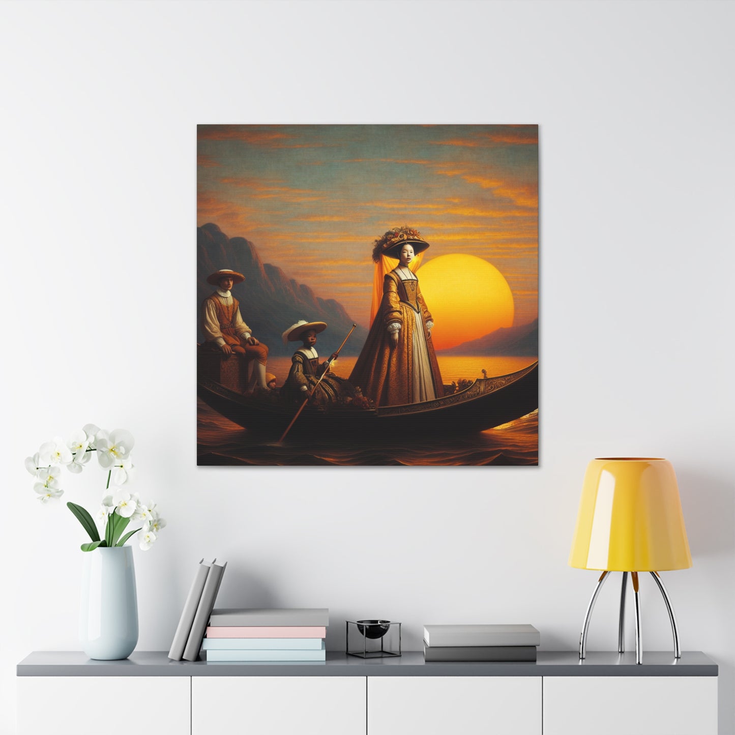 "Golden Twilight in the Italian Gondola" - The Alien Canva Renaissance Art Style