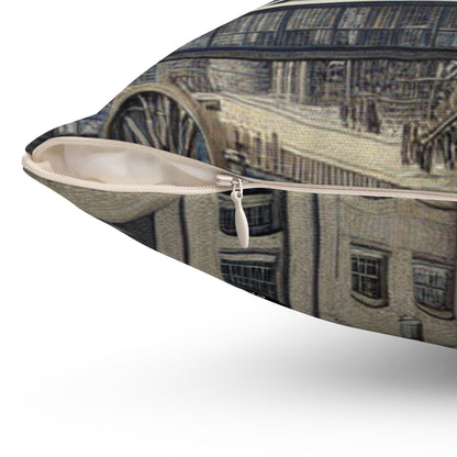 "Urban Precision: Modern Cityscape in the Style of Precisionism"- The Alien Spun Polyester Square Pillow Precisionism