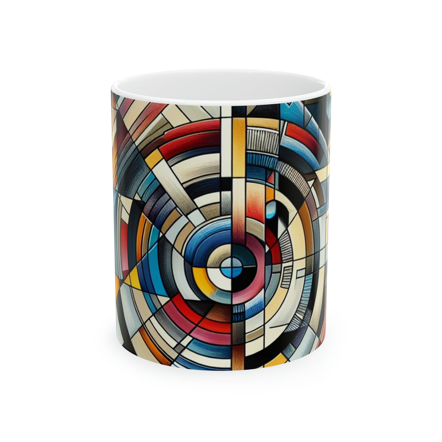 "City Lights: Geometric Nightfall" - The Alien Ceramic Mug 11oz Geometric Abstraction