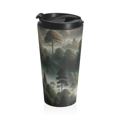 "Misty Forest Retreat" - The Alien Stainless Steel Travel Mug