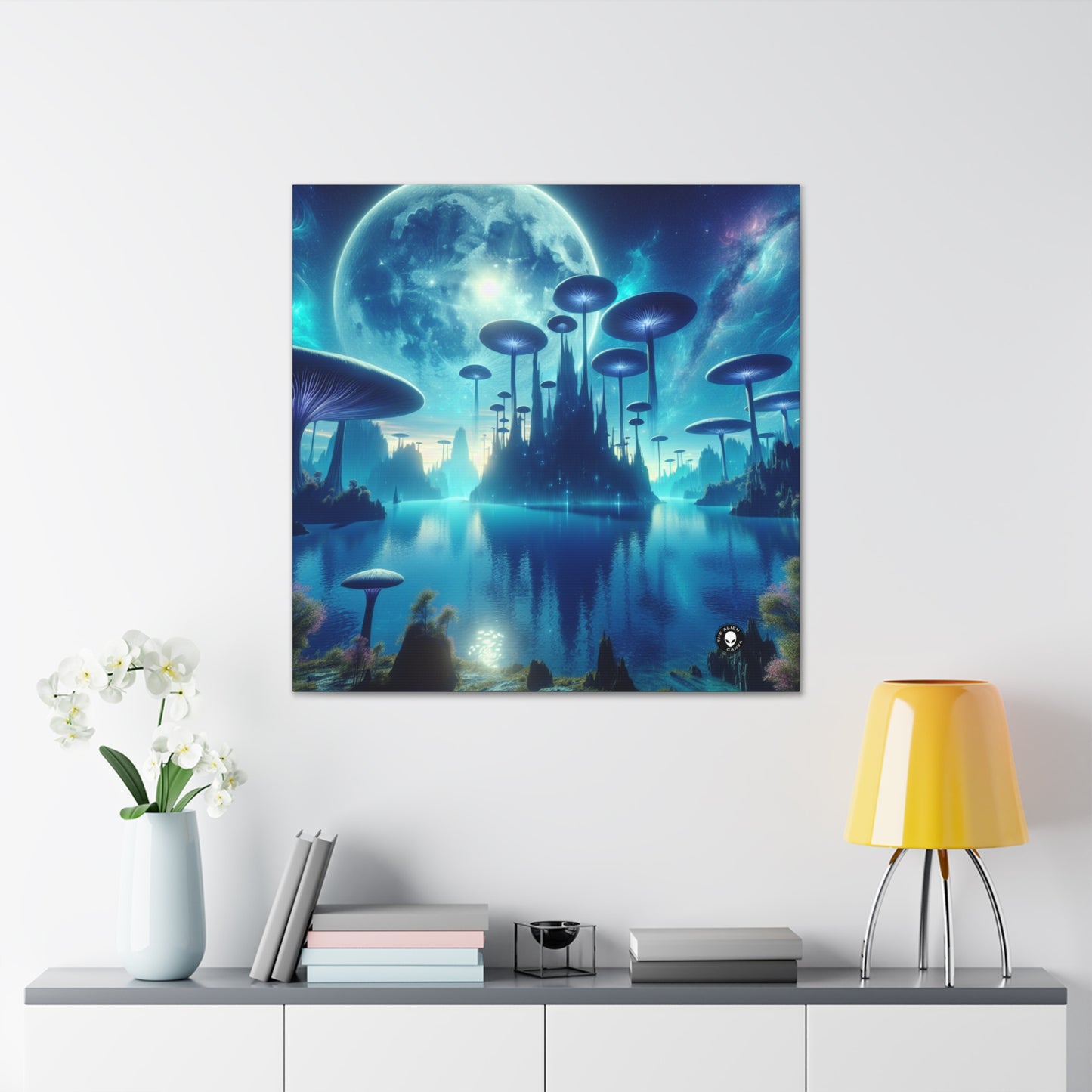 "Lago de hongos iluminado por la luna" - The Alien Canva