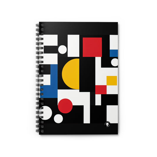 "Suprematic Harmony: Exploring Geometric Composition with Bold Colors" - The Alien Spiral Notebook (Ruled Line) Suprematism