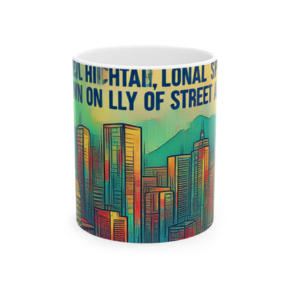 "Urban Myth: The Vibrant Street Art Fusion" - The Alien Ceramic Mug 11oz Street Art