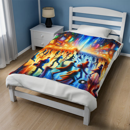 "Neon Nightscapes: A Symphony of City Chaos" - The Alien Velveteen Plush Blanket