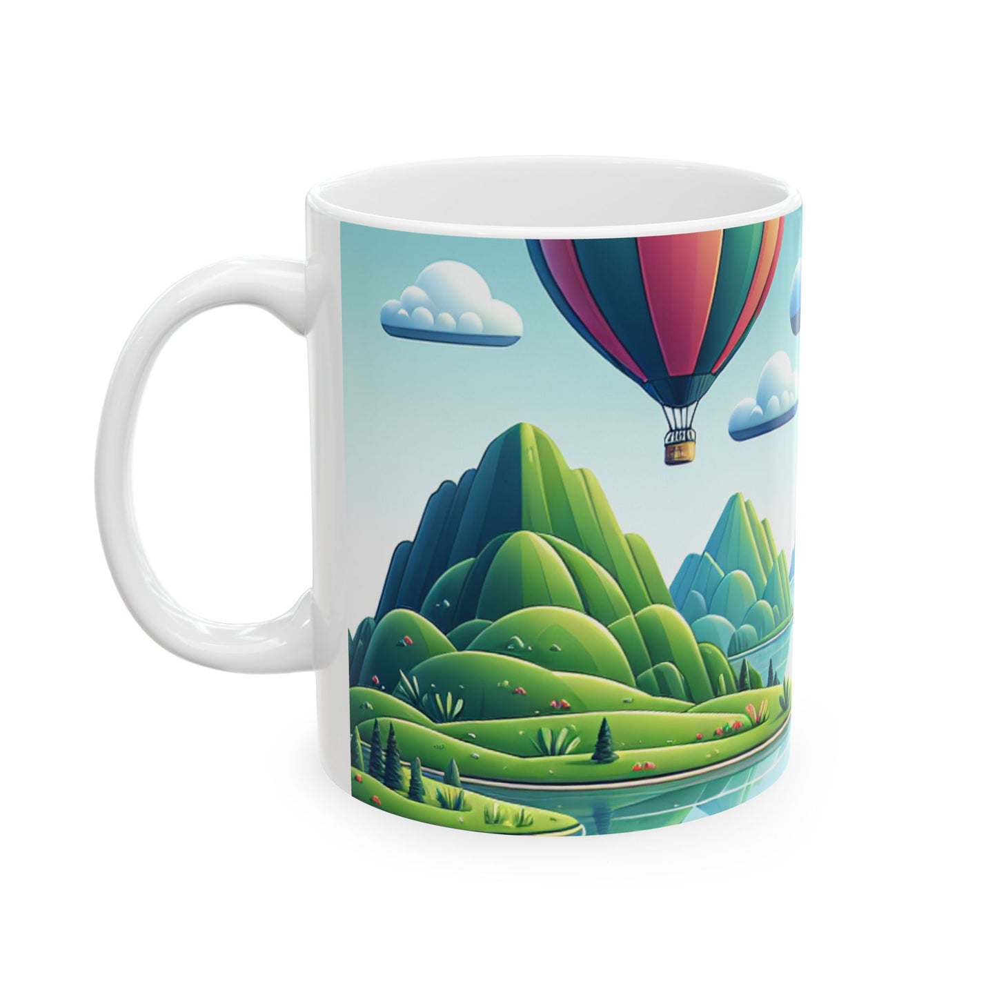 "Tranquil Skies: Hot Air Balloon Adventure" - The Alien Ceramic Mug 11oz