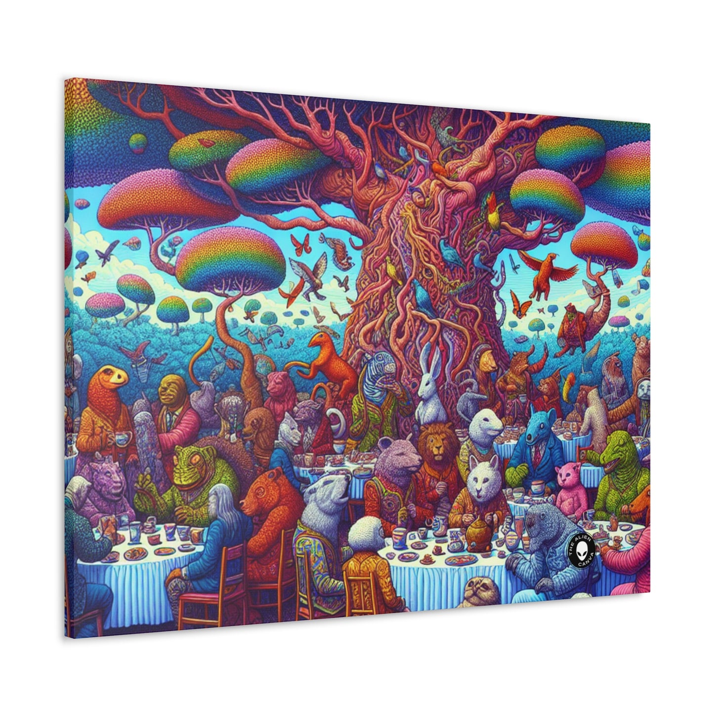 "Animal Tea Party in a Rainbow Wonderland" - The Alien Canva