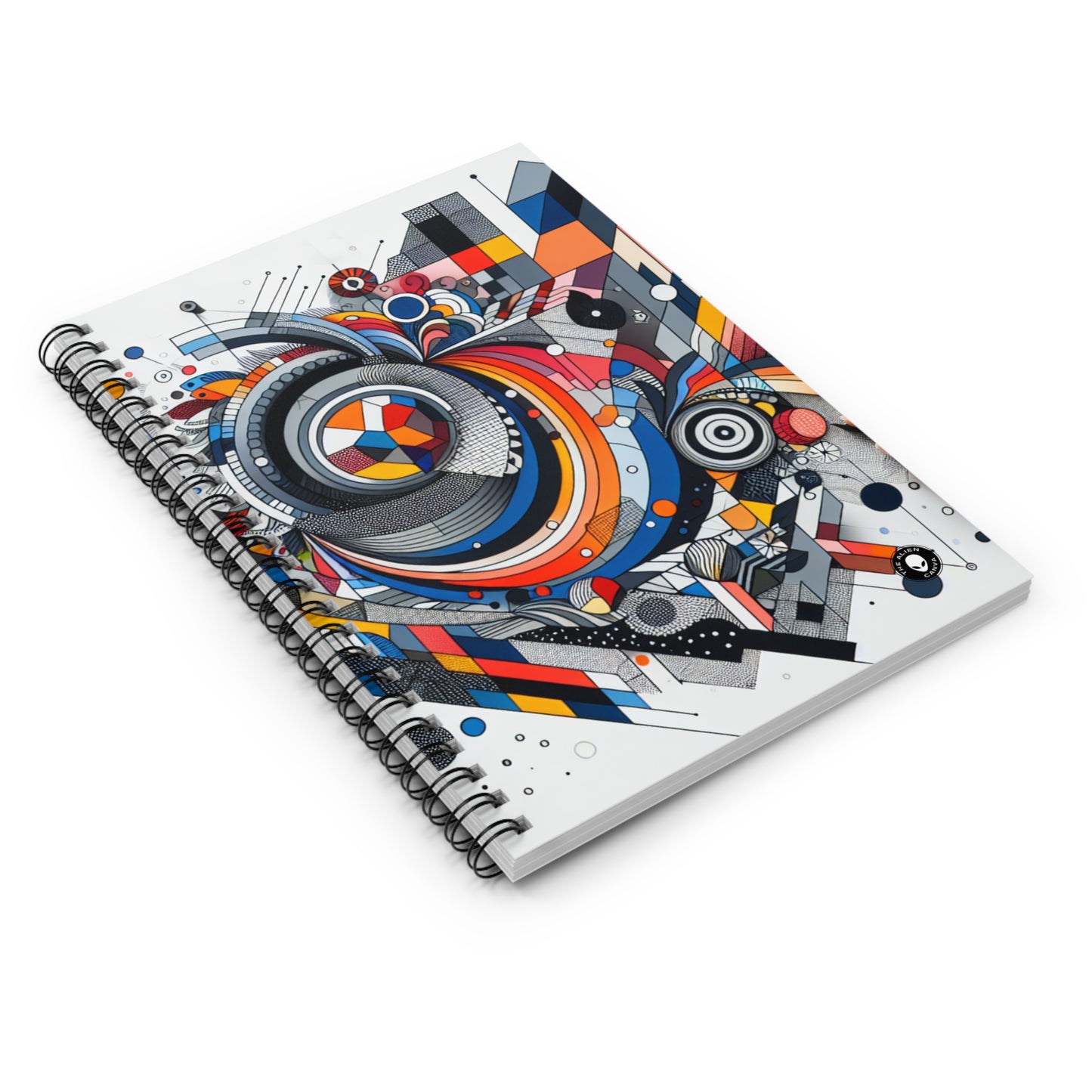 "ShapeSculptor: Interactive Geometric Art Creation" - The Alien Spiral Notebook (Ruled Line) Interactive Art