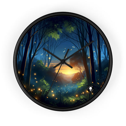 "Enchanted Dusk: Fireflies in the Forest" - The Alien Wall Clock