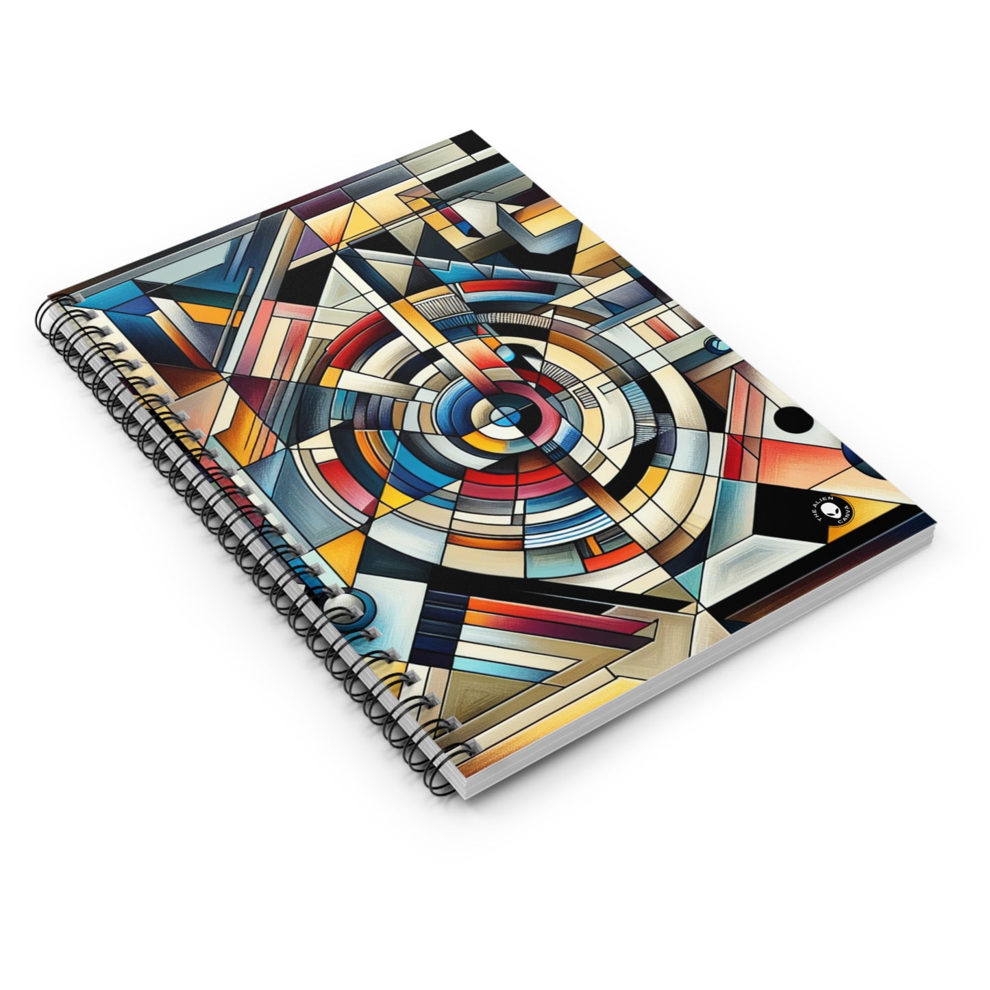 "City Lights: Geometric Nightfall" - The Alien Spiral Notebook (Ruled Line) Geometric Abstraction