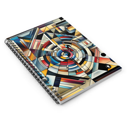 "City Lights: Geometric Nightfall" - The Alien Spiral Notebook (Ruled Line) Geometric Abstraction