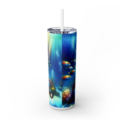 "Sinfonía submarina: serenidad en los arrecifes de coral": vaso estrecho con pajita de 20 oz de Alien Maars®