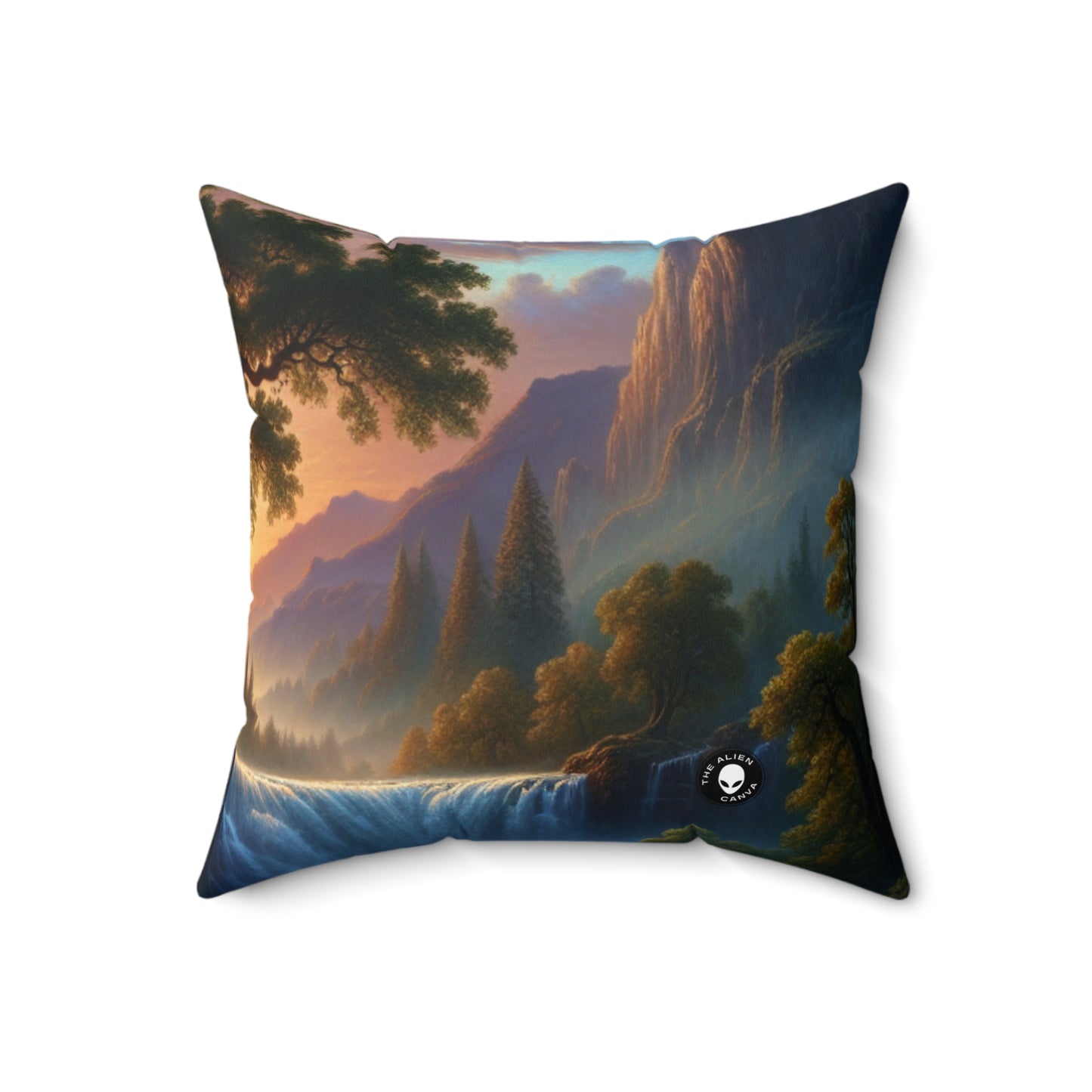 "The Storm's Embrace: A Romantic Landscape"- The Alien Spun Polyester Square Pillow Romanticism