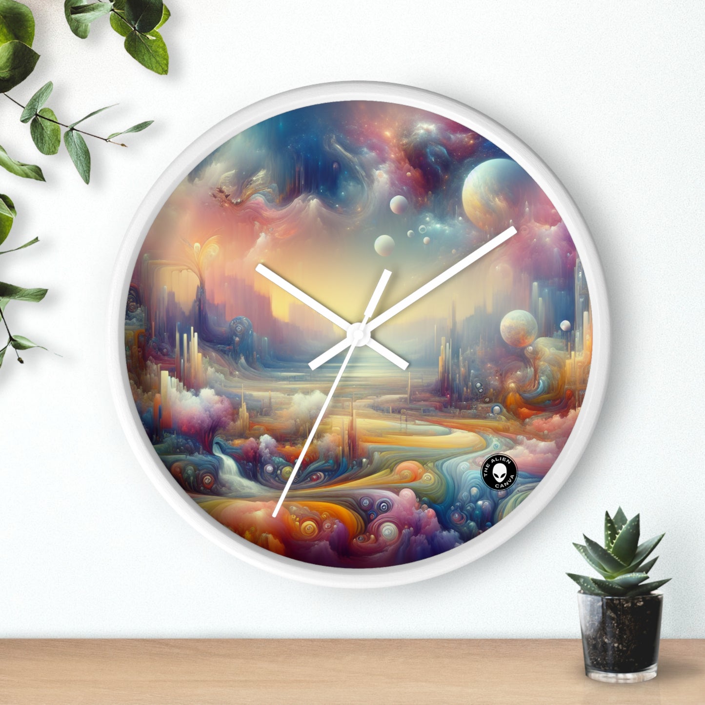 « Délices du paysage onirique : une peinture surréaliste » – L'horloge murale Alien