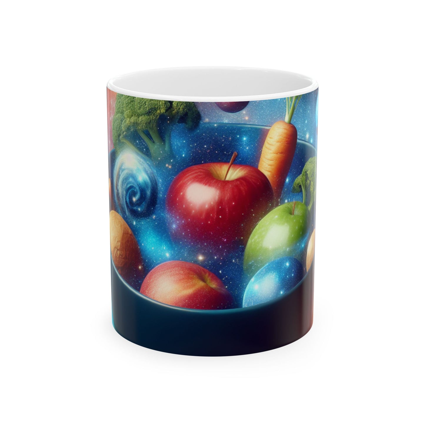 "Ensalada de frutas galáctica" - Taza de cerámica extraterrestre de 11 oz