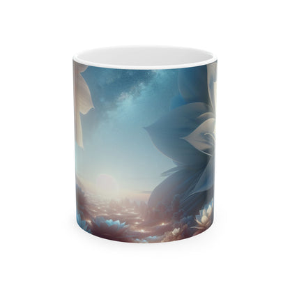 "Midnight Blooms: The Glow of Giant Flowers" - The Alien Ceramic Mug 11oz