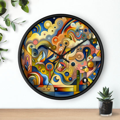 "Pequeño pueblo en una pecera" - El reloj de pared alienígena Surrealismo ingenuo