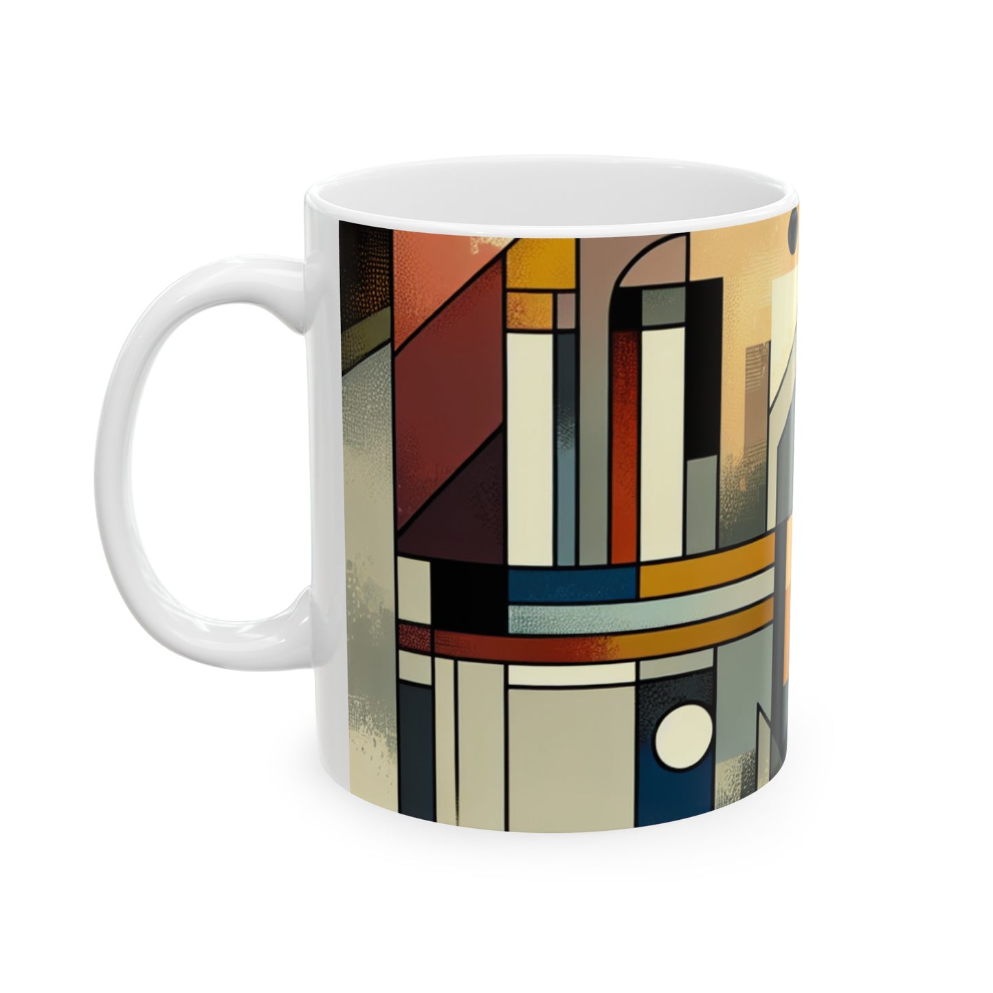 "Cubist Cityscape: Urban Energy" - The Alien Ceramic Mug 11oz Synthetic Cubism