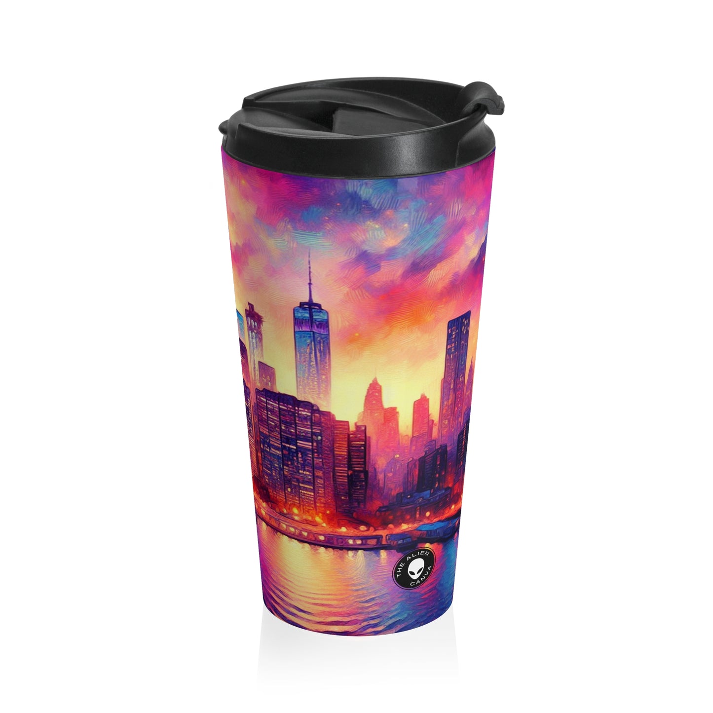 Hidden Oasis: A Spontaneous Impressionism Masterpiece in Vibrant Hues - The Alien Stainless Steel Travel Mug Impressionism