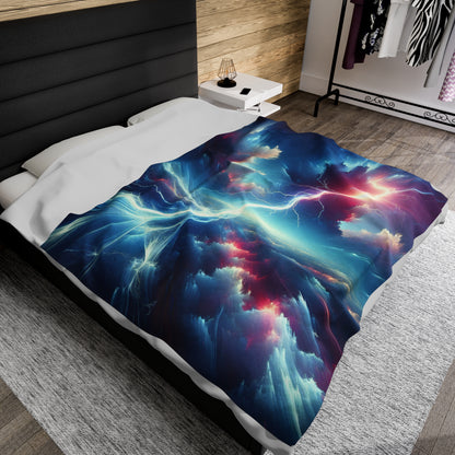 "Electricity In The Sky" - The Alien Velveteen Plush Blanket Digital Art Style